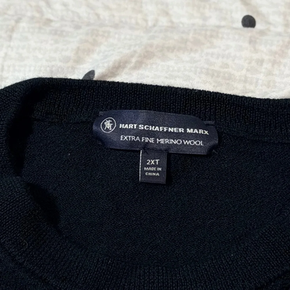 Hart Schaffner Marx Mens 2XT Black Extra Fine Merino Wool Crewneck Sweater - Picture 6 of 8